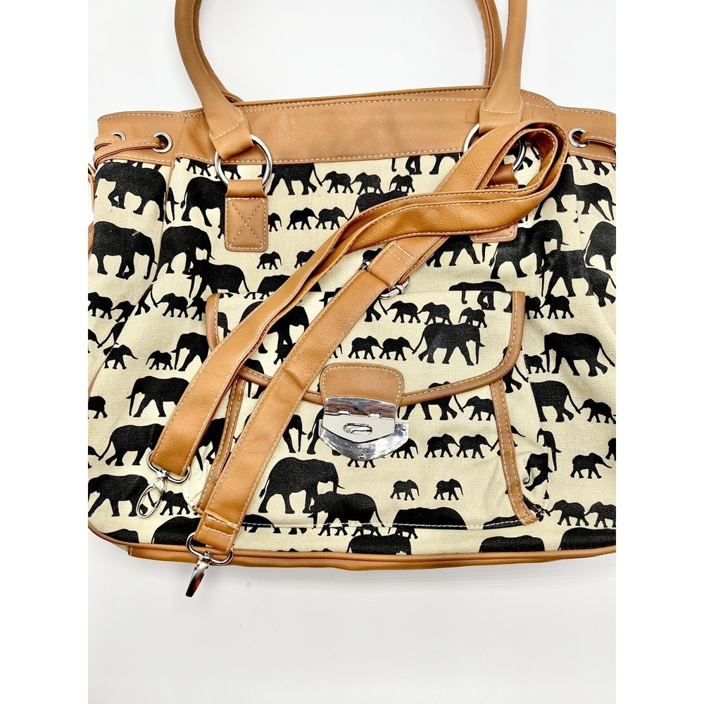 NEXT Thailand Elephant Print Handbag w/ Extra Shoulder Strap 16x13 Inches